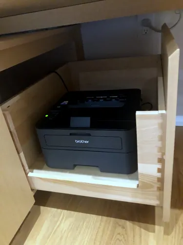 Hidden Printer Pull-Out Cabinet — custom cabinetry by Classic Woodworking & Vanity in Mississauga, Ontario